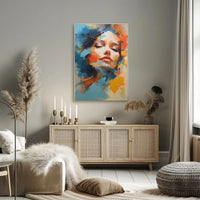 Contemplative Woman's Face Abstract Artistic Poster PosterGoat