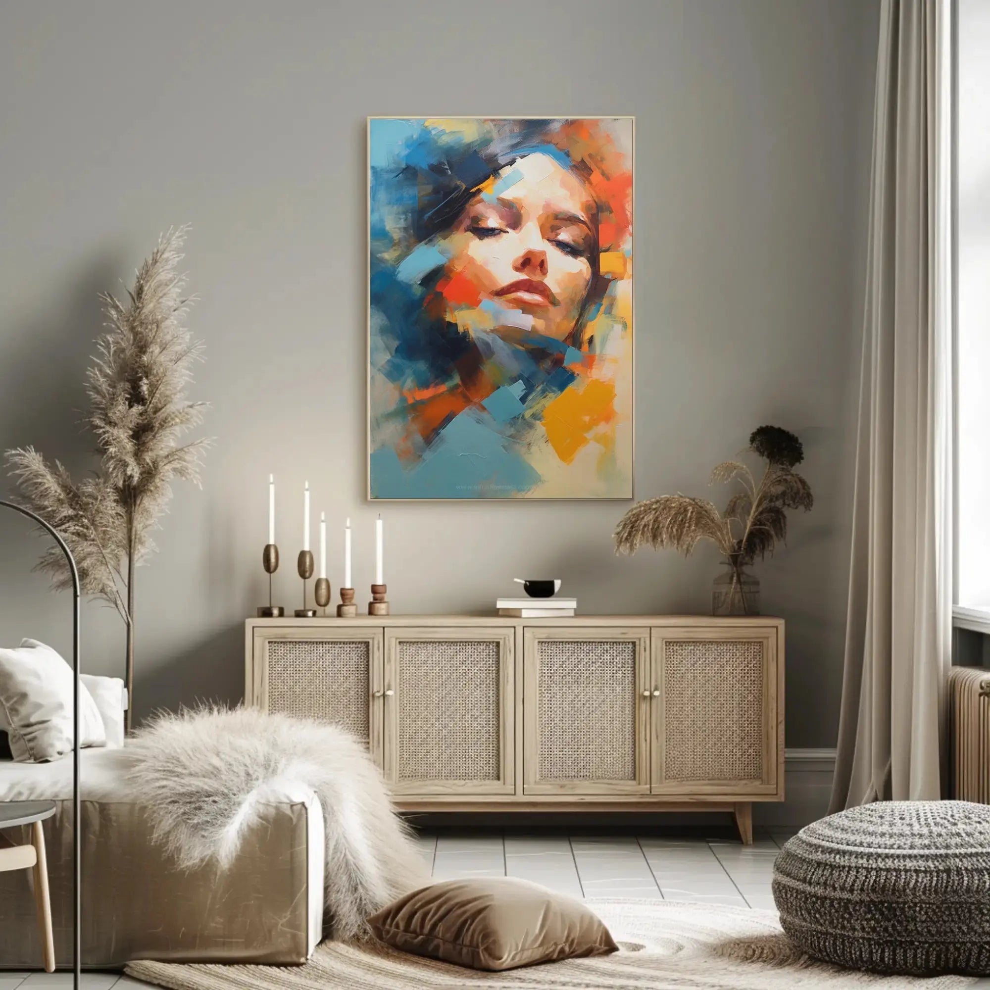 Contemplative Woman's Face Abstract Artistic Poster PosterGoat