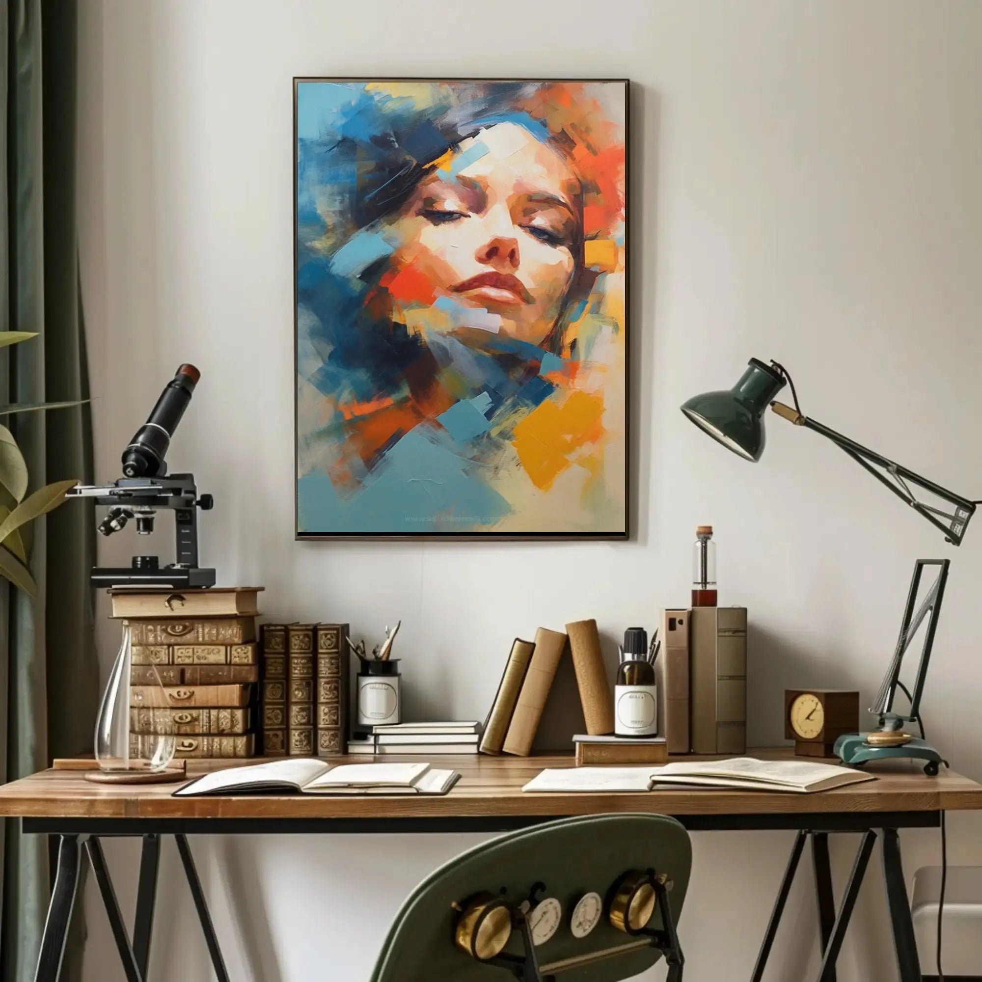 Contemplative Woman's Face Abstract Artistic Poster PosterGoat