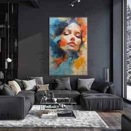 Contemplative Woman's Face Abstract Artistic Poster PosterGoat