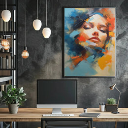 Contemplative Woman's Face Abstract Artistic Poster PosterGoat