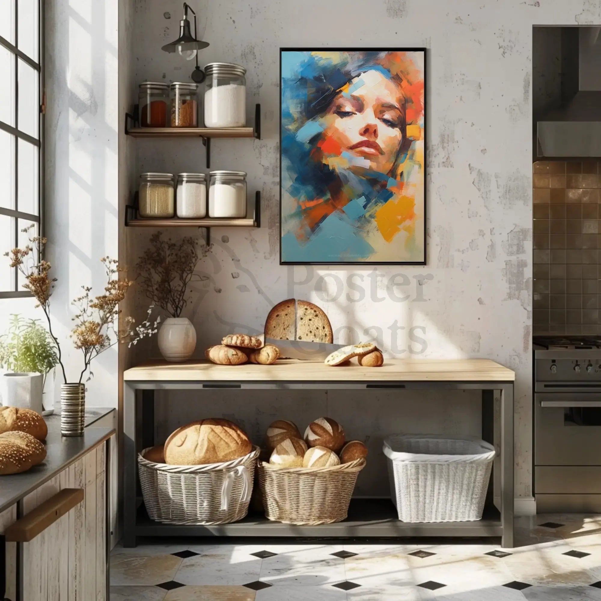 Contemplative Woman's Face Abstract Artistic Poster PosterGoat