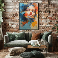 Contemplative Woman's Face Abstract Artistic Poster PosterGoat