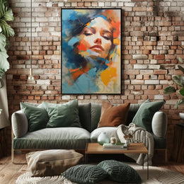 Contemplative Woman's Face Abstract Artistic Poster PosterGoat