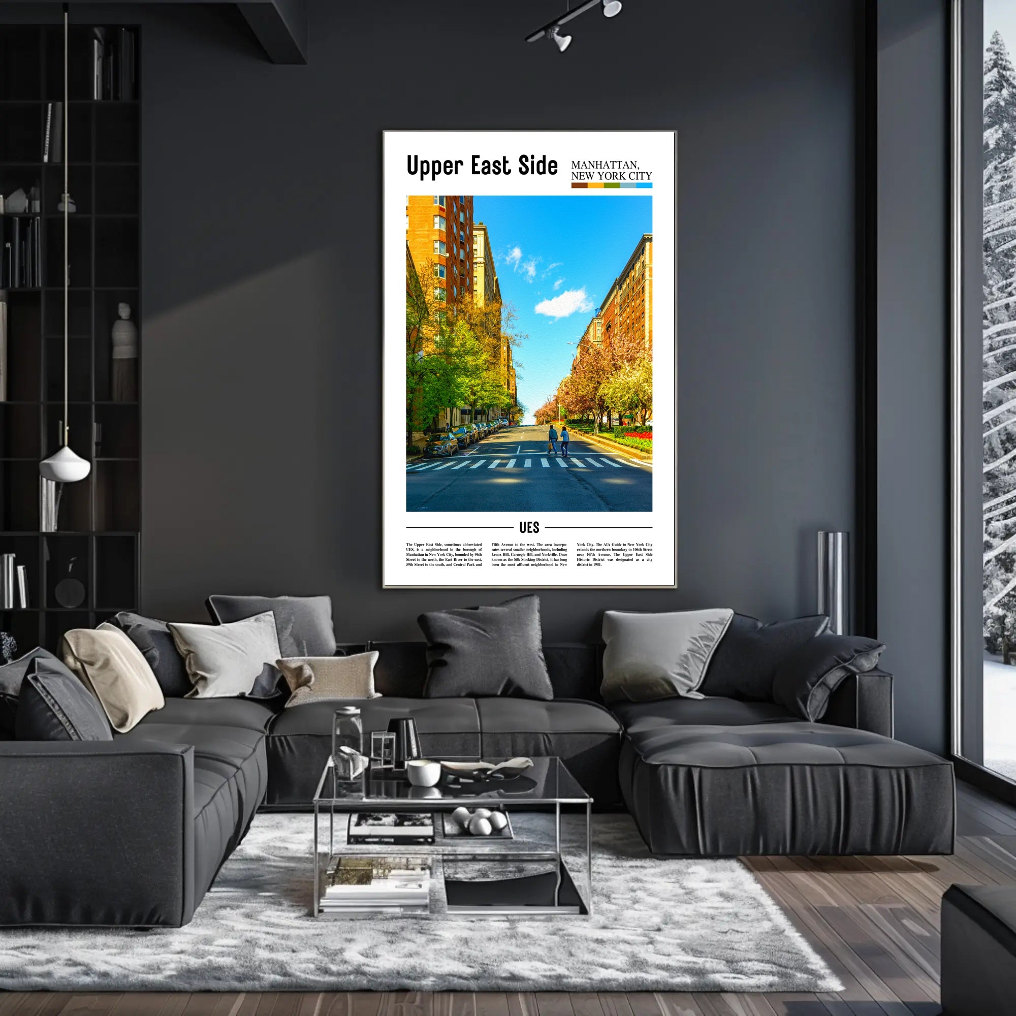 Contemporary Urban Scene Poster with New York City Travel Poster PosterGoat