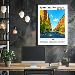 Contemporary Urban Scene Poster with New York City Travel Poster PosterGoat