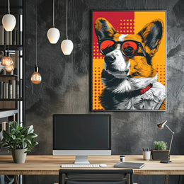 Cool Corgi in Sunglasses Pop Culture Poster PosterGoat