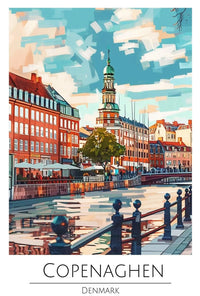 Copenhagen Cityscape Art - Travel Poster PosterGoat