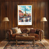 Copenhagen Cityscape Art - Travel Poster PosterGoat