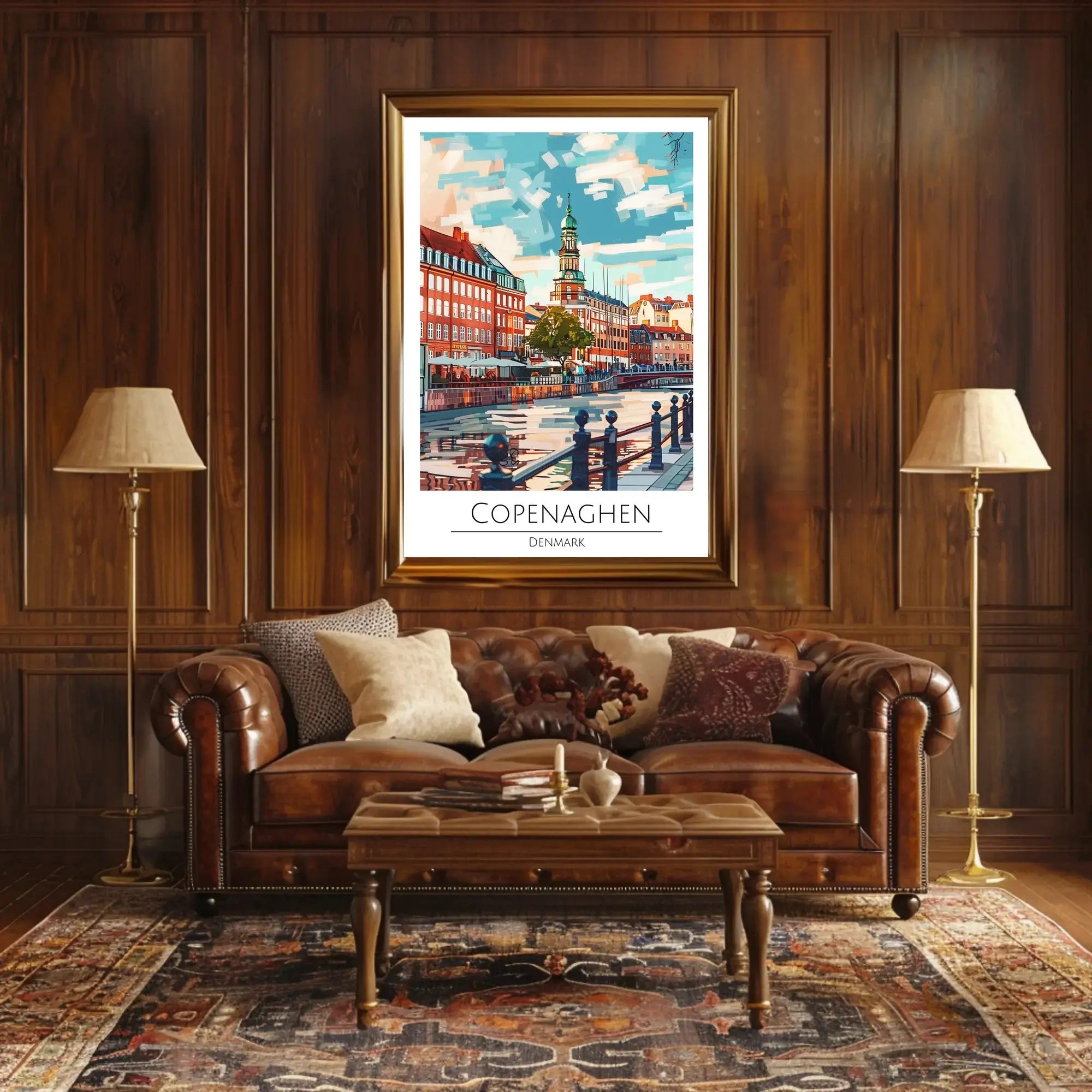 Copenhagen Cityscape Art - Travel Poster PosterGoat