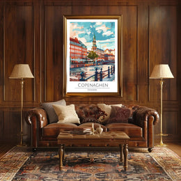 Copenhagen Cityscape Art - Travel Poster PosterGoat