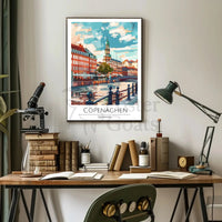 Copenhagen Cityscape Art - Travel Poster PosterGoat