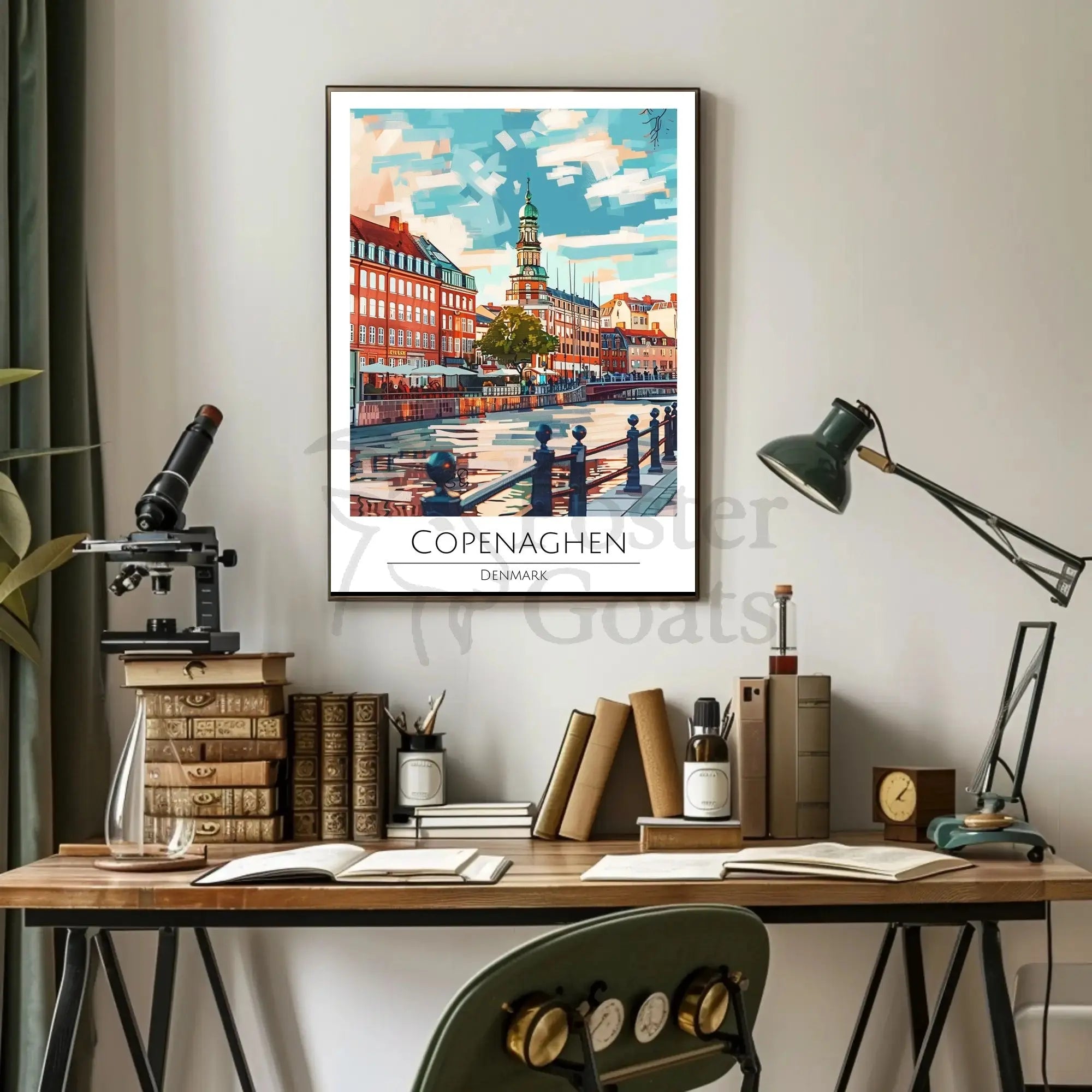 Copenhagen Cityscape Art - Travel Poster PosterGoat