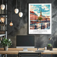Copenhagen Cityscape Art - Travel Poster PosterGoat