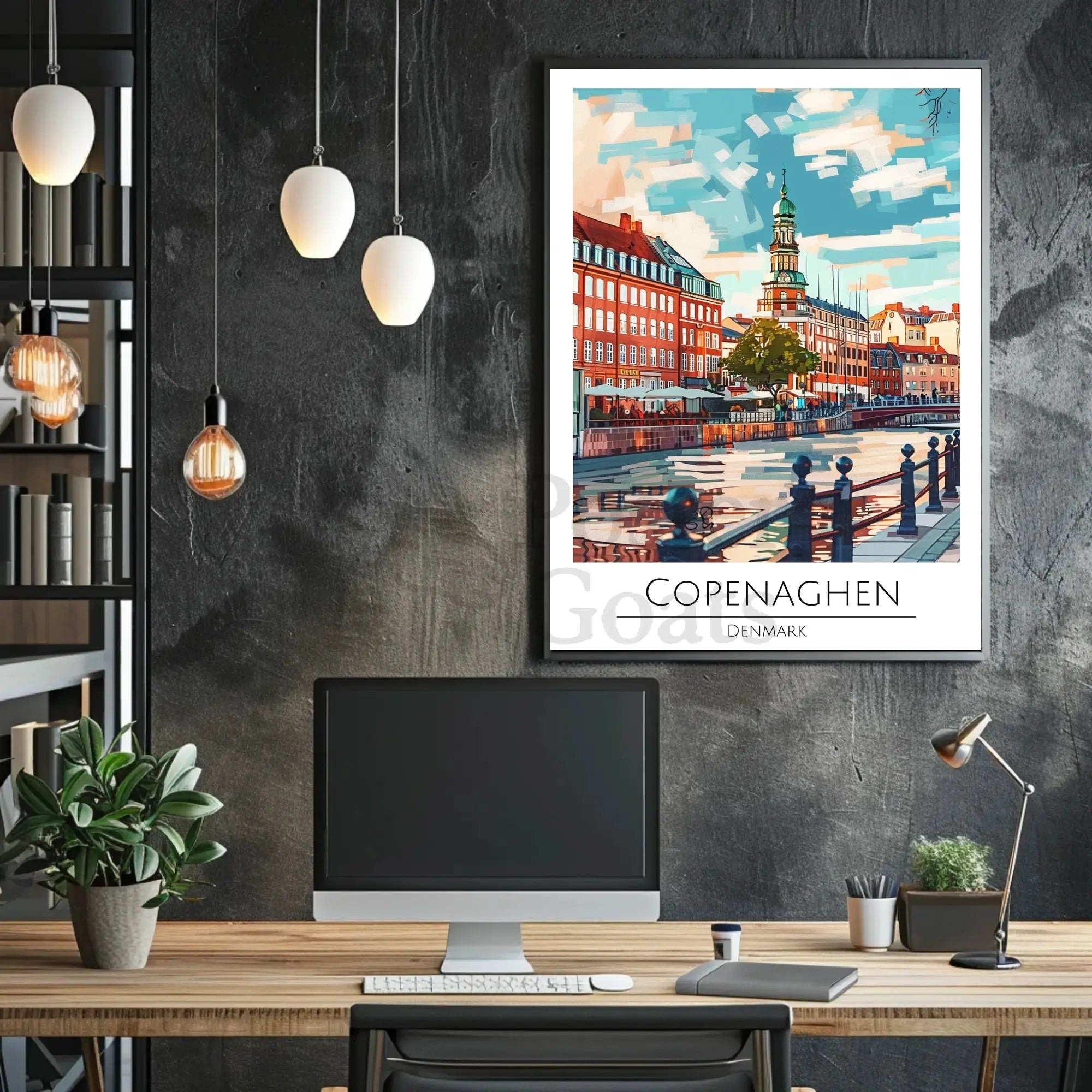 Copenhagen Cityscape Art - Travel Poster PosterGoat