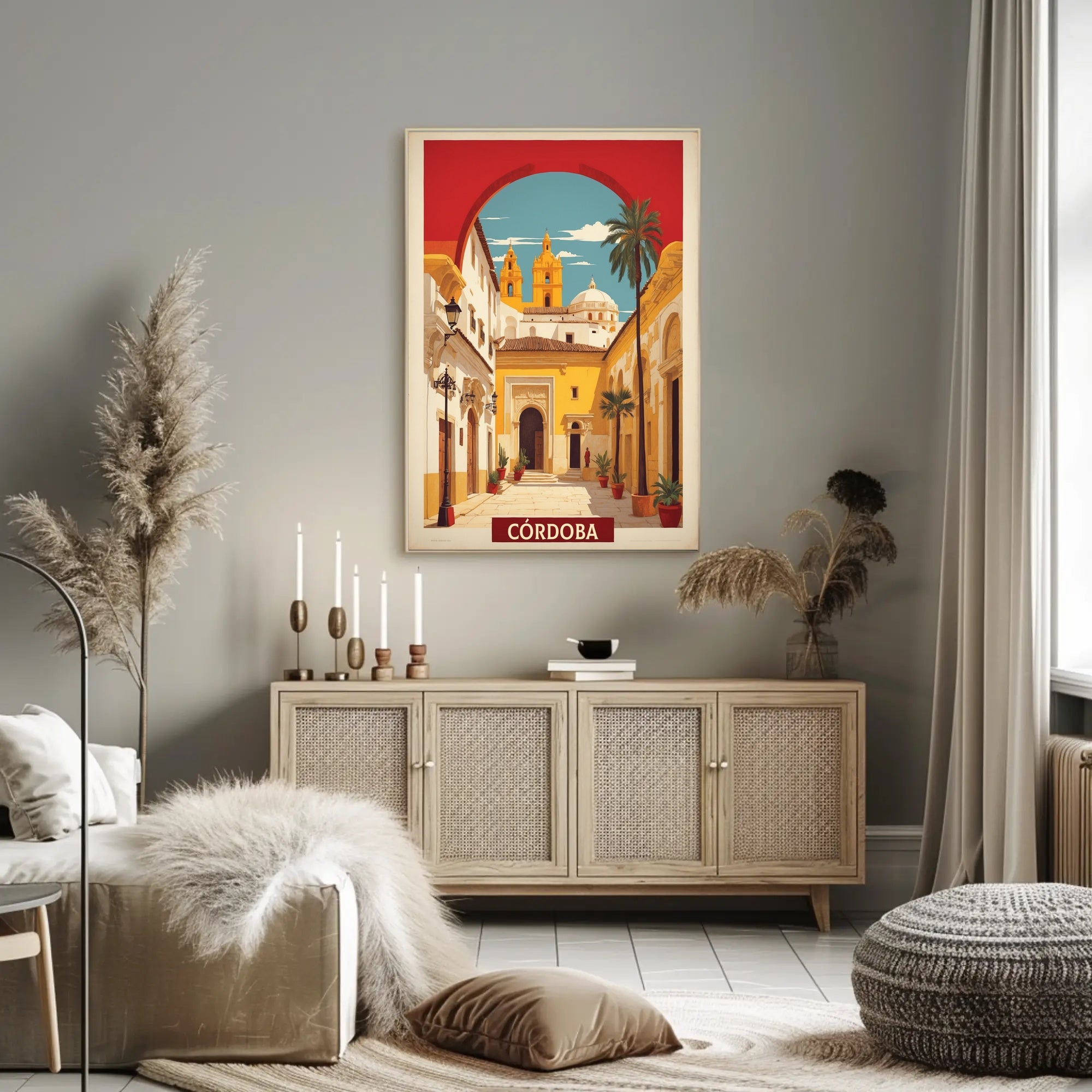 Córdoba Mediterranean Cityscape Vintage Travel Poster PosterGoat