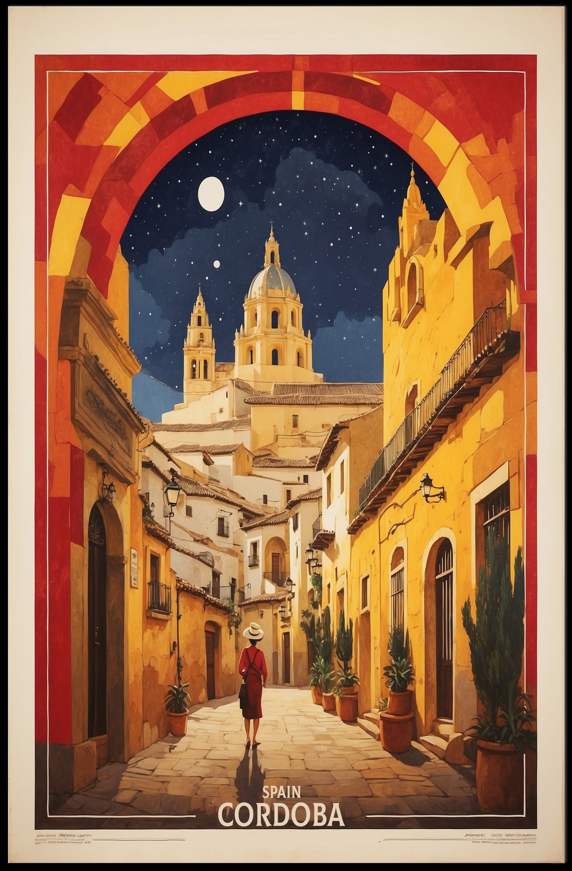 Córdoba Sunlit Street Spanish Architecture Travel Poster PosterGoat