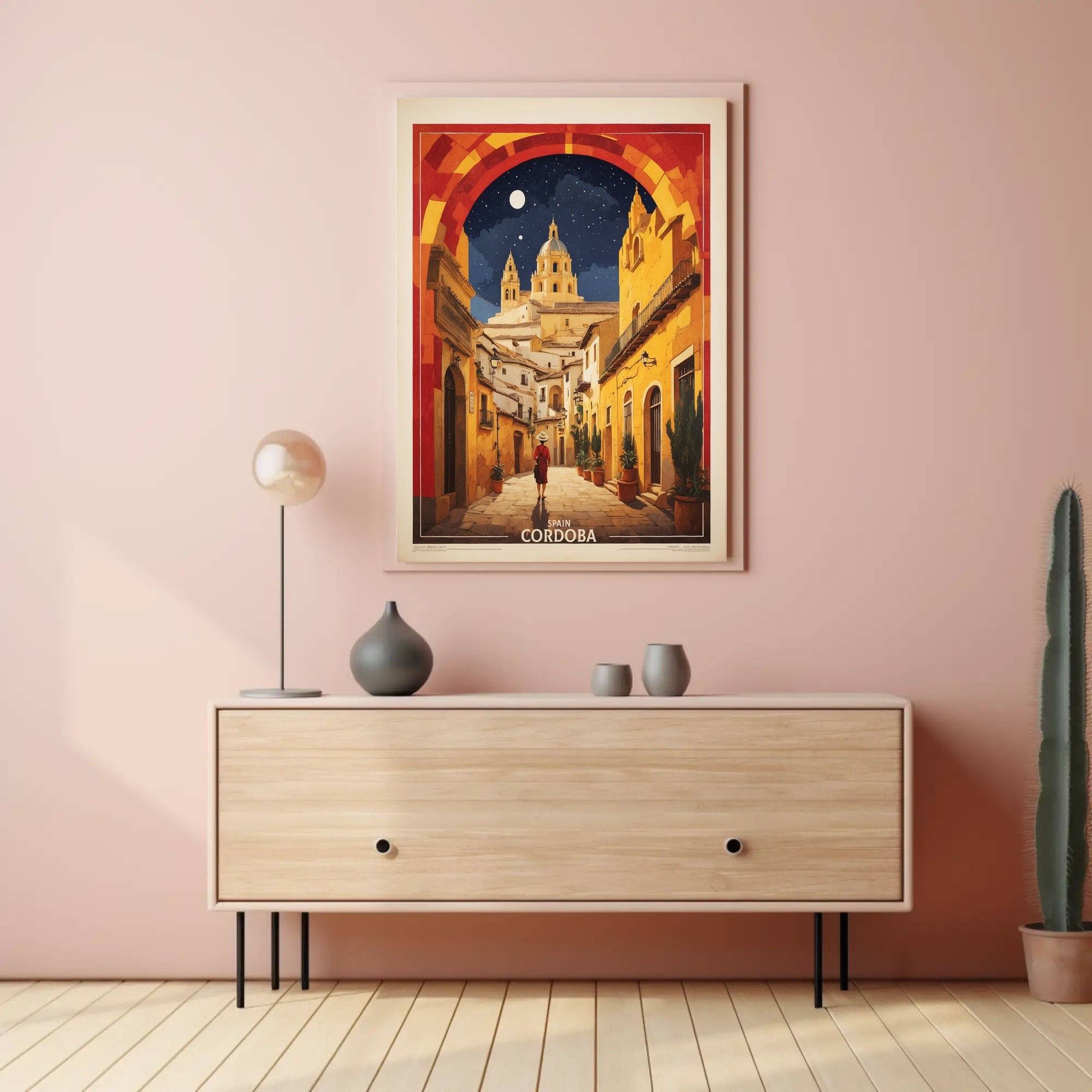 Córdoba Sunlit Street Spanish Architecture Travel Poster PosterGoat