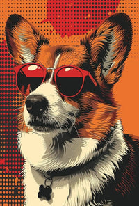 Corgi With Sunglasses Retro Pop Art Animal Poster PosterGoat