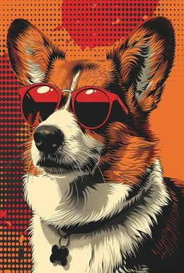 Corgi With Sunglasses Retro Pop Art Animal Poster PosterGoat