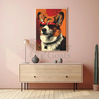 Corgi With Sunglasses Retro Pop Art Animal Poster PosterGoat