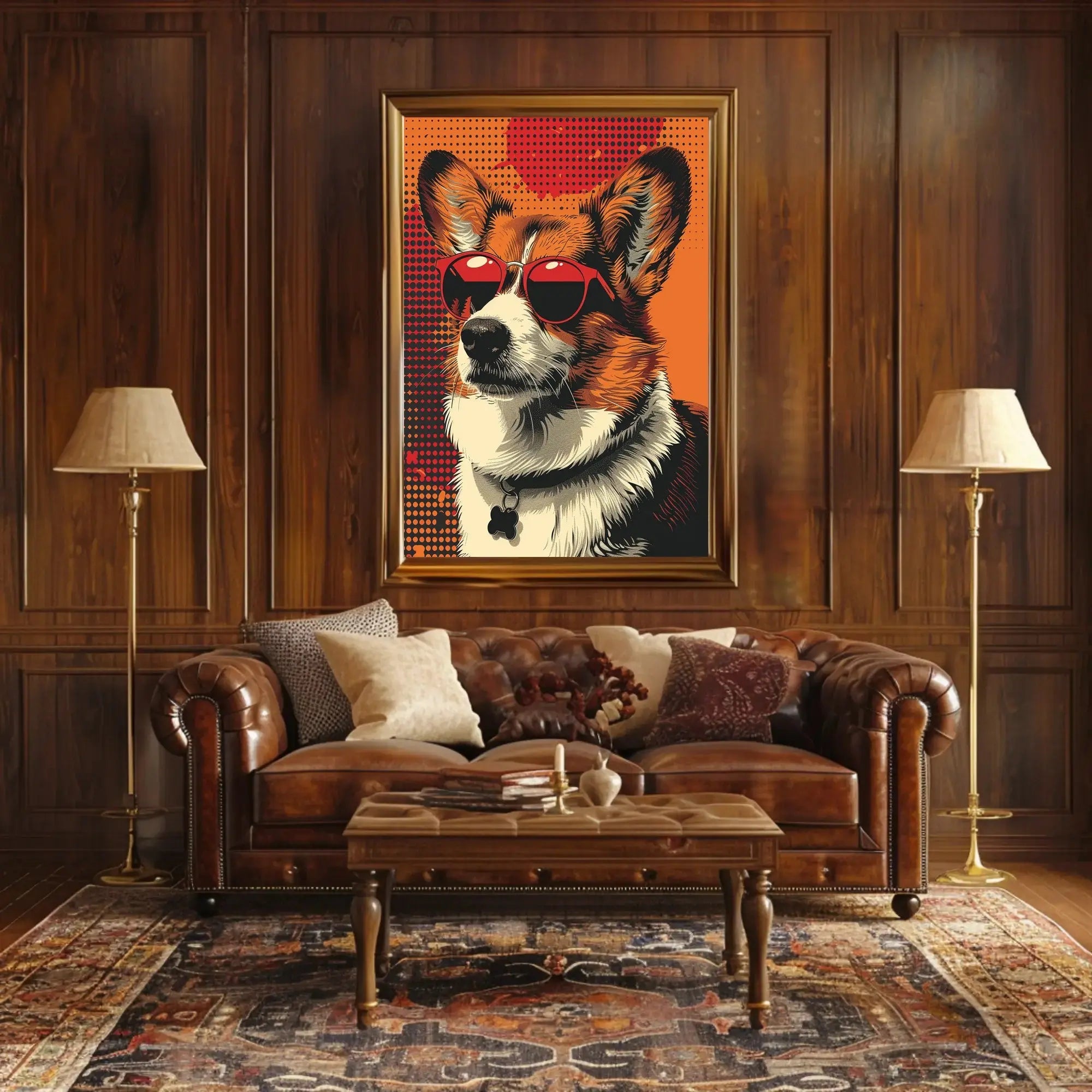 Corgi With Sunglasses Retro Pop Art Animal Poster PosterGoat