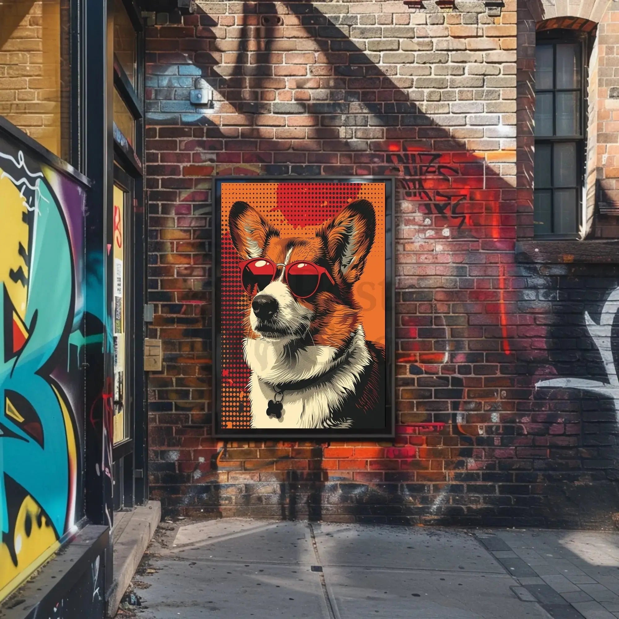 Corgi With Sunglasses Retro Pop Art Animal Poster PosterGoat