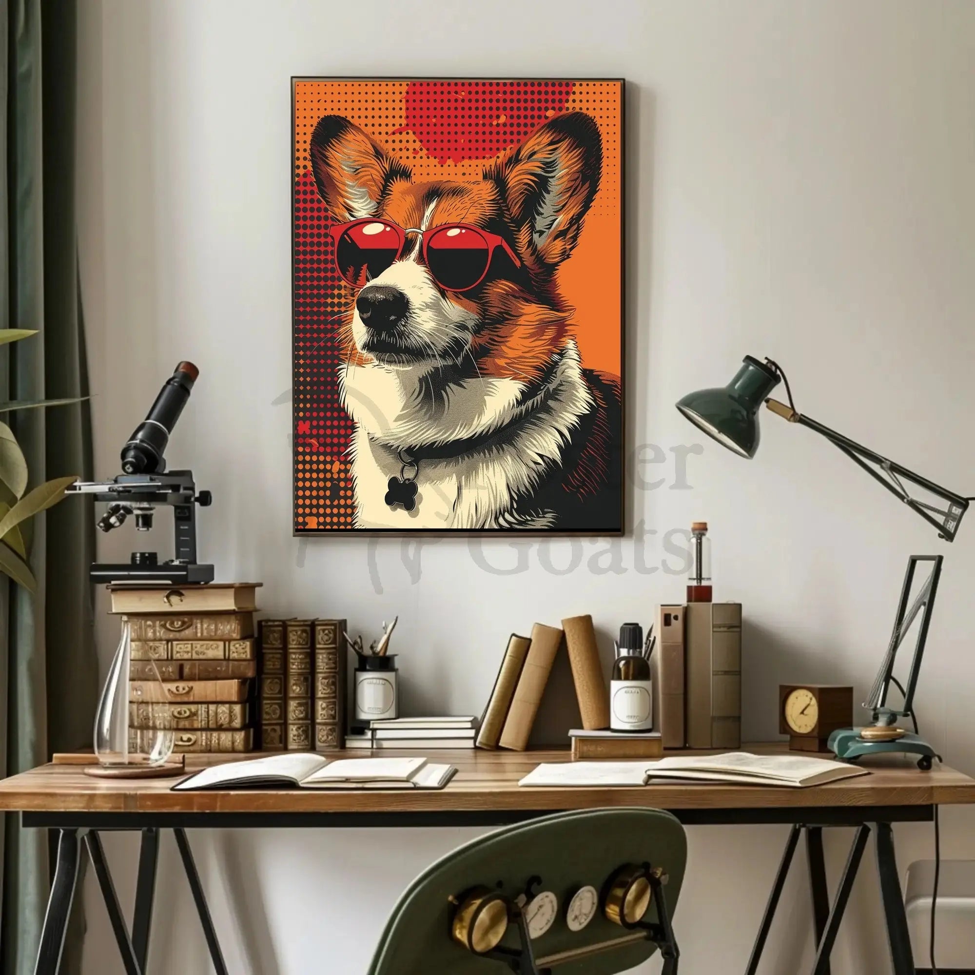 Corgi With Sunglasses Retro Pop Art Animal Poster PosterGoat