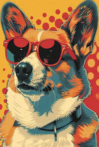 Corgi in Red Sunglasses Fun Pop Art Dog Breed Poster PosterGoat