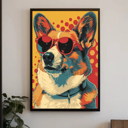 Corgi in Red Sunglasses Fun Pop Art Dog Breed Poster PosterGoat