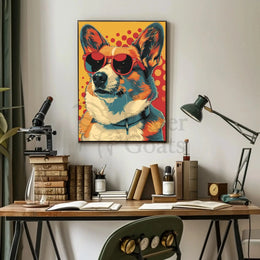 Corgi in Red Sunglasses Fun Pop Art Dog Breed Poster PosterGoat