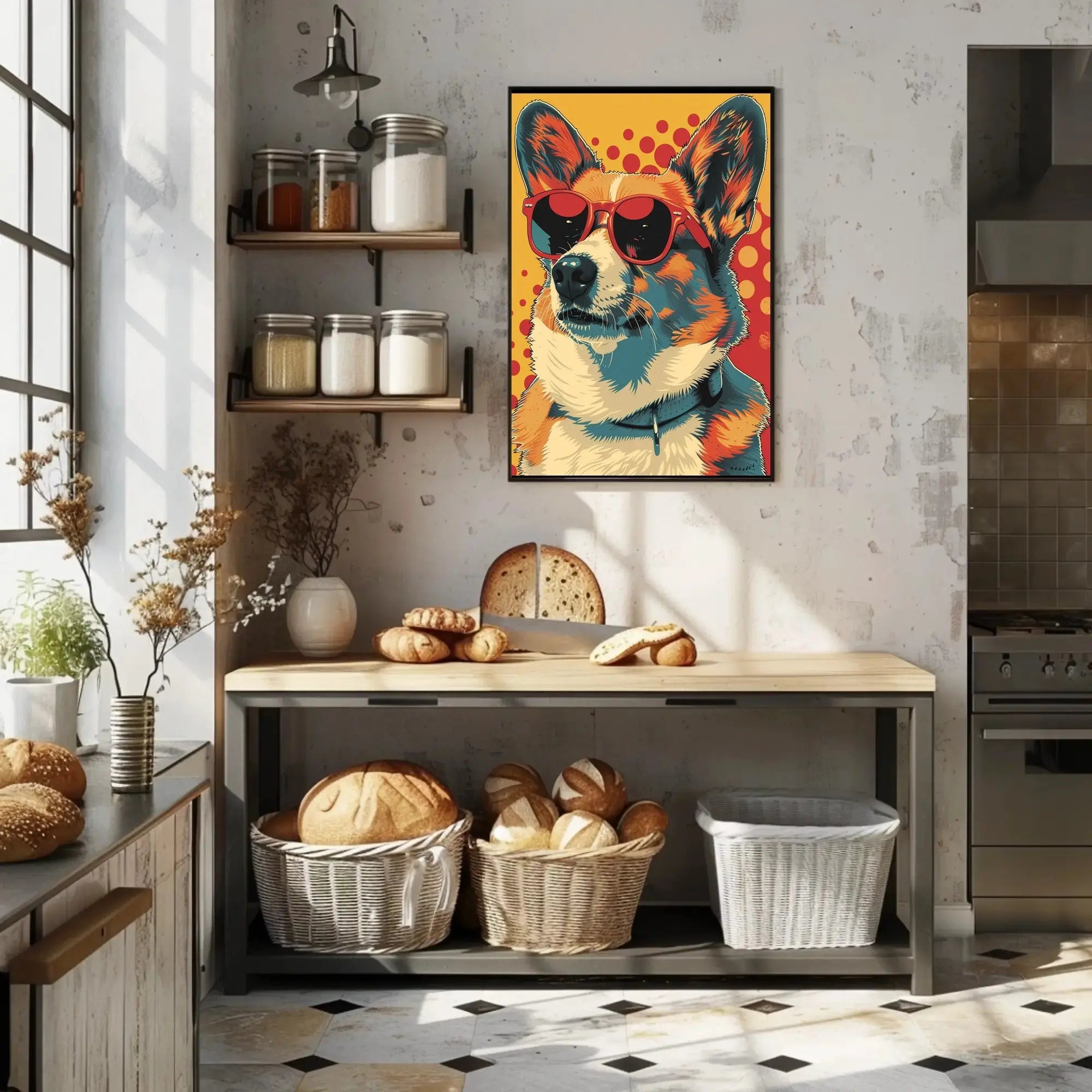 Corgi in Red Sunglasses Fun Pop Art Dog Breed Poster PosterGoat