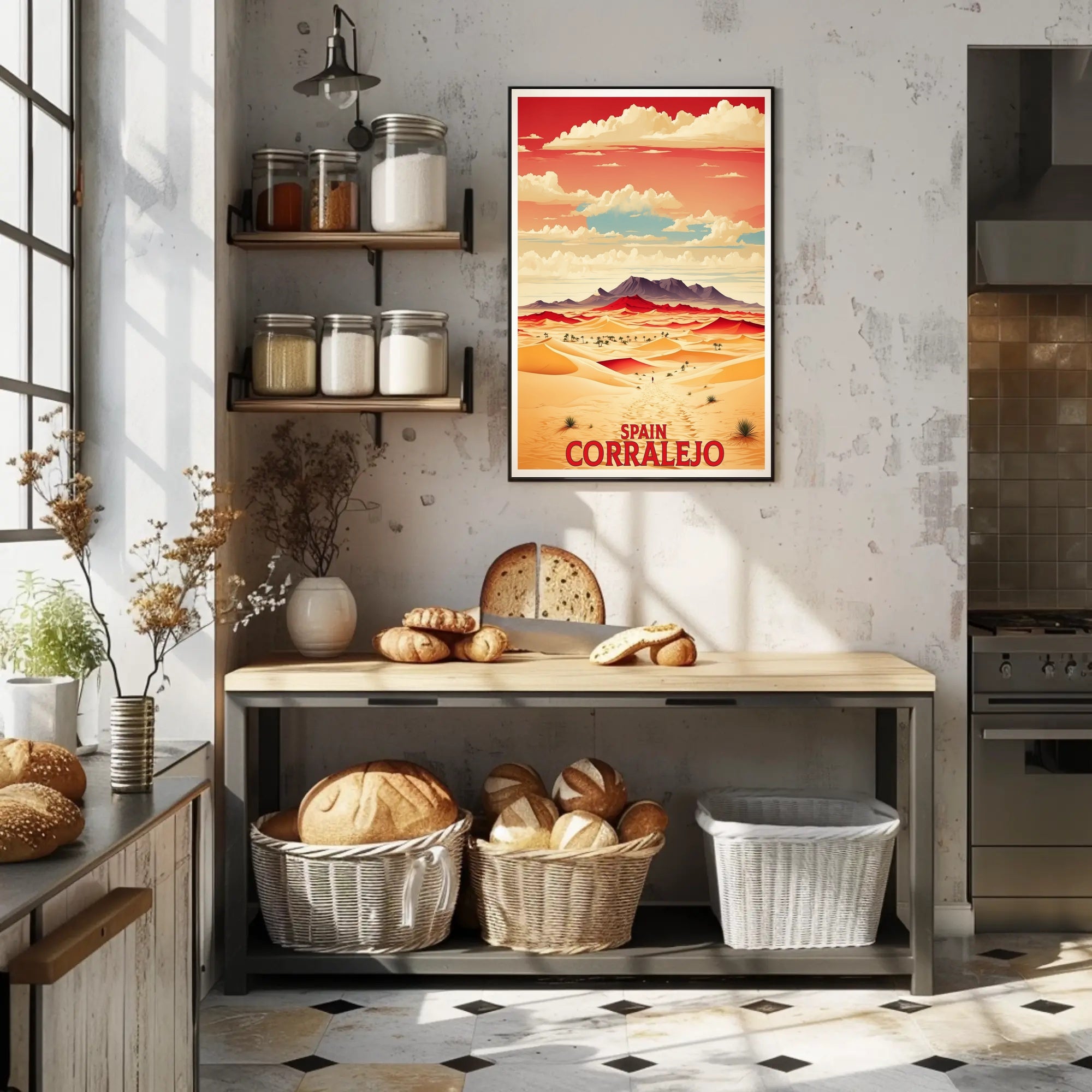 Corralejo Desert Dunes Illustration: Modern Travel Poster PosterGoat