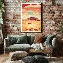 Corralejo Desert Dunes Illustration: Modern Travel Poster PosterGoat
