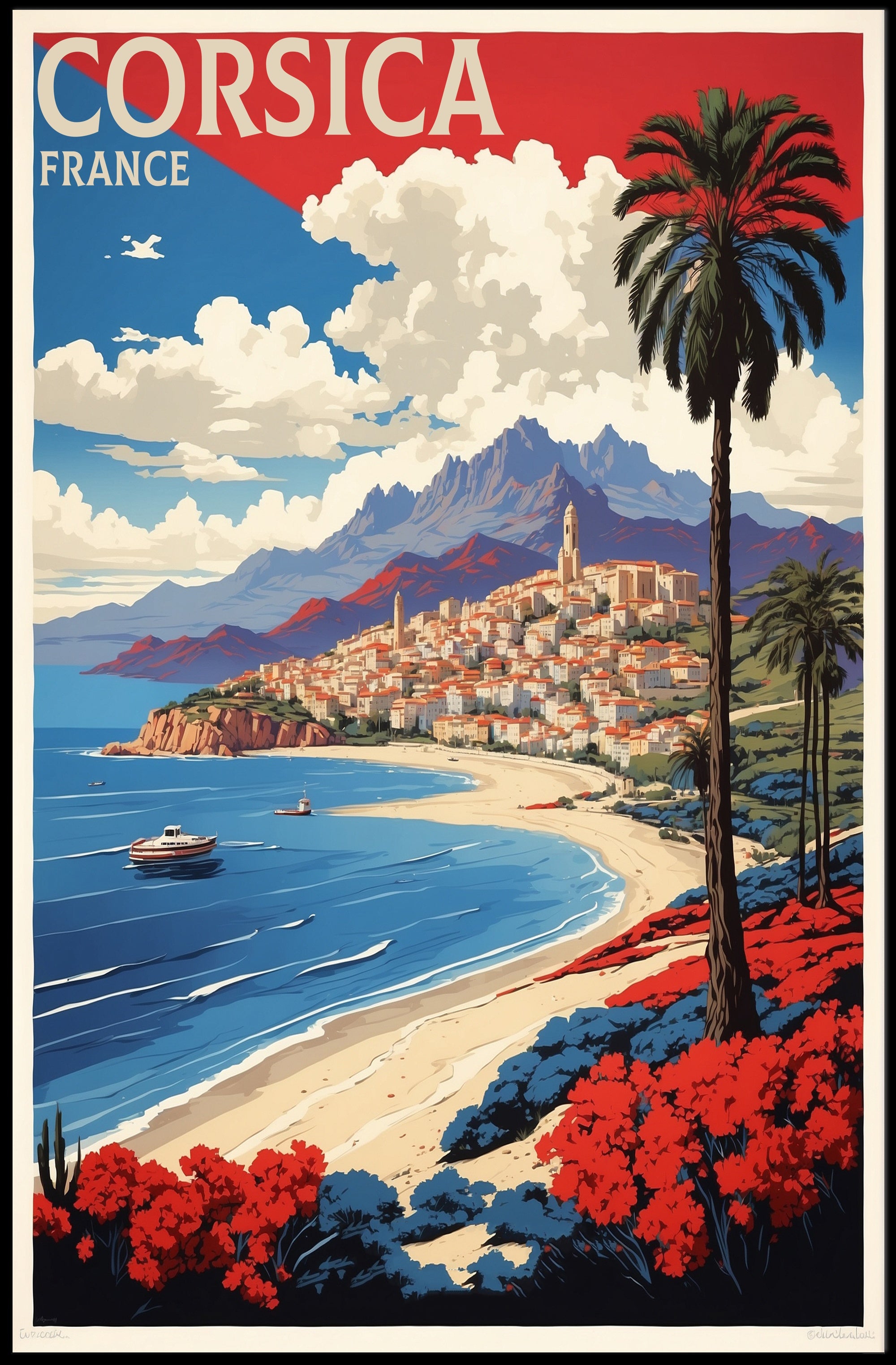 Corsica Coastal Scene Vintage Travel Poster PosterGoat
