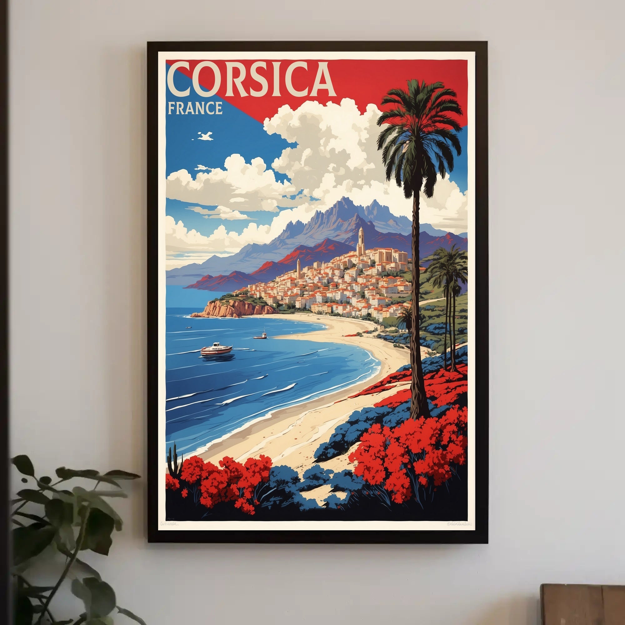 Corsica Coastal Scene Vintage Travel Poster PosterGoat