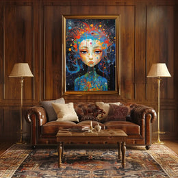 Cosmic Serenity: Abstract Female Portrait Artistic Poster PosterGoat