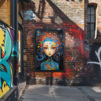 Cosmic Serenity: Abstract Female Portrait Artistic Poster PosterGoat