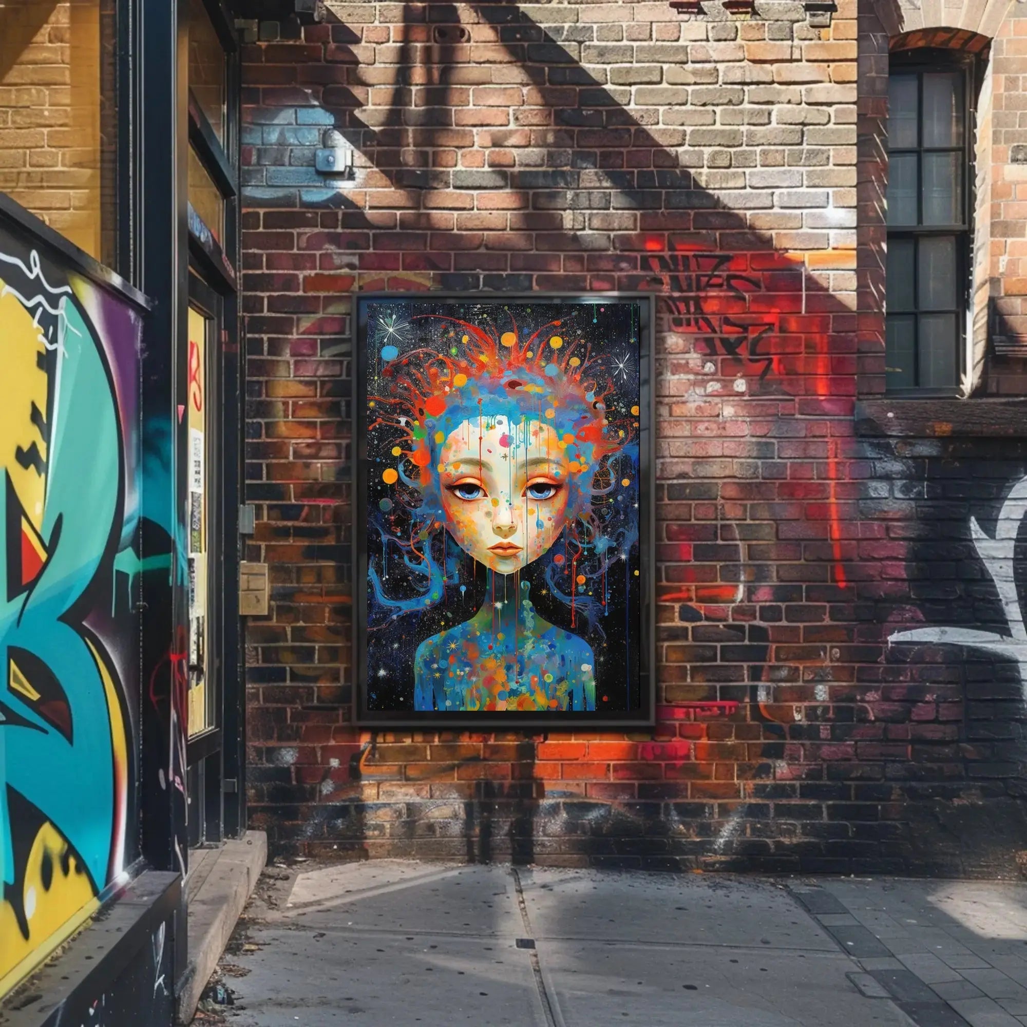 Cosmic Serenity: Abstract Female Portrait Artistic Poster PosterGoat