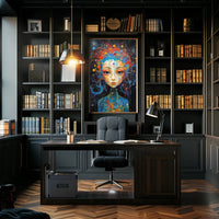 Cosmic Serenity: Abstract Female Portrait Artistic Poster PosterGoat