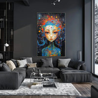 Cosmic Serenity: Abstract Female Portrait Artistic Poster PosterGoat