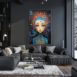 Cosmic Serenity: Abstract Female Portrait Artistic Poster PosterGoat