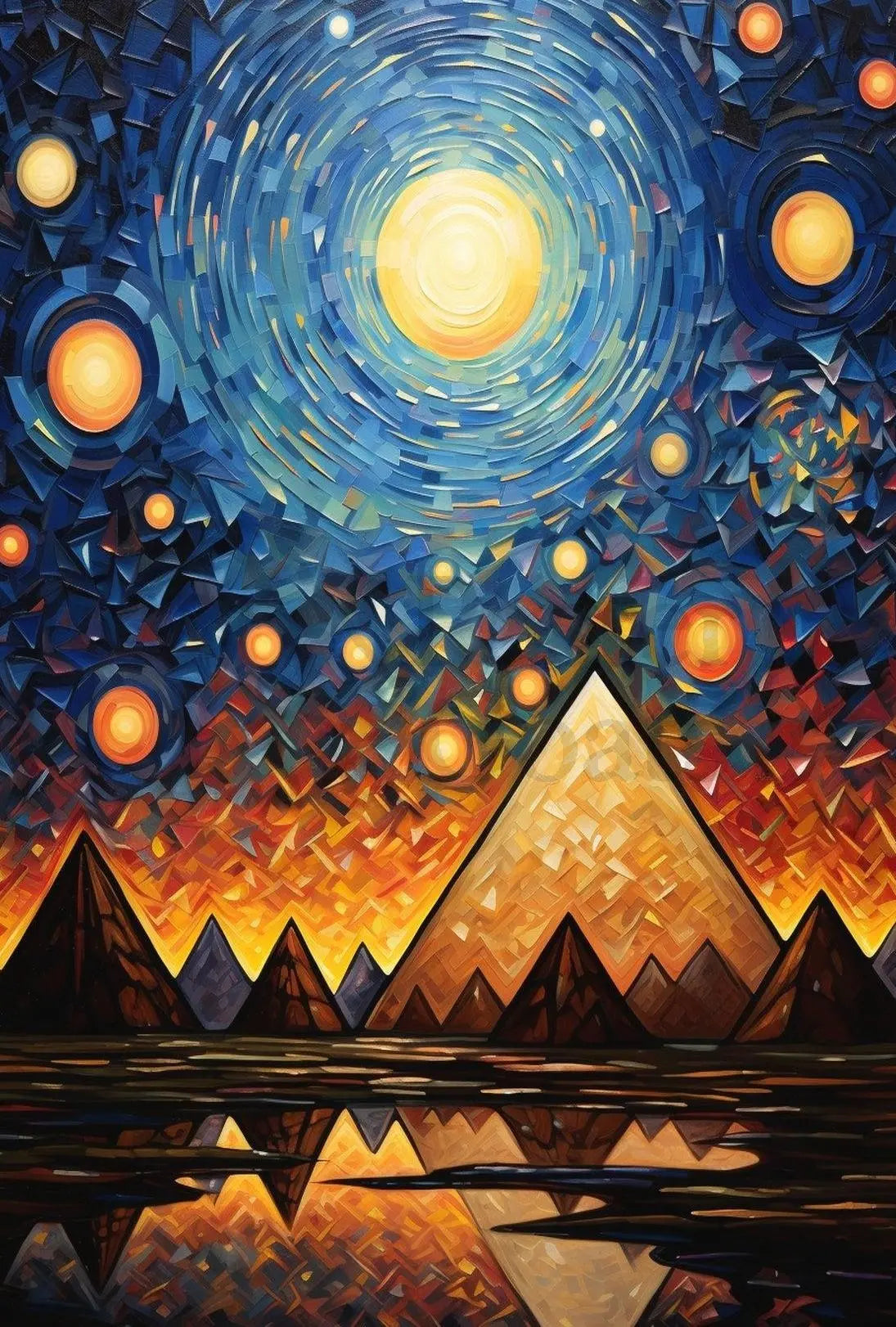Cosmic Wonderland Pyramids Artistic Poster PosterGoat