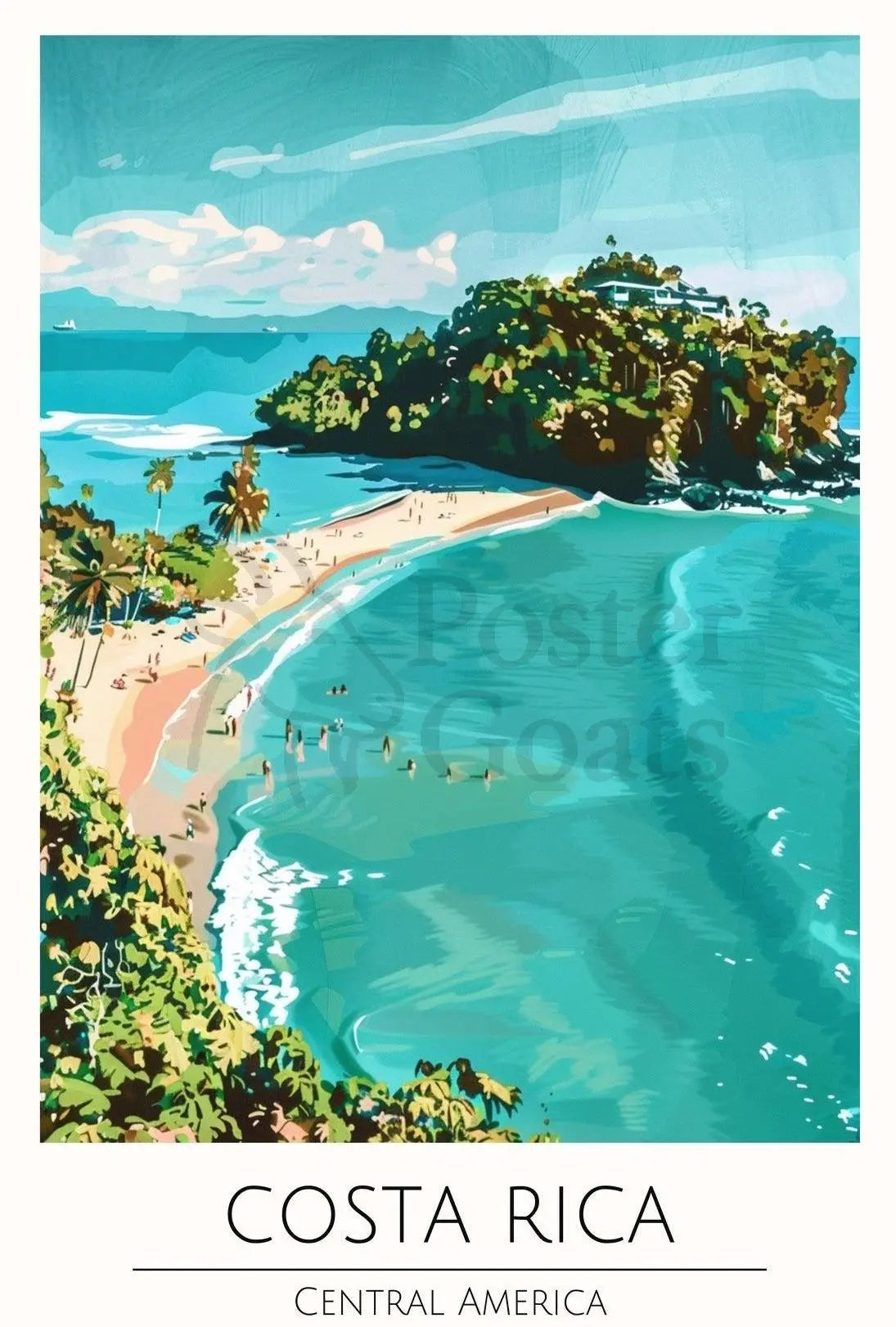 Costa Rica Beach Scene Art Travel Poster PosterGoat
