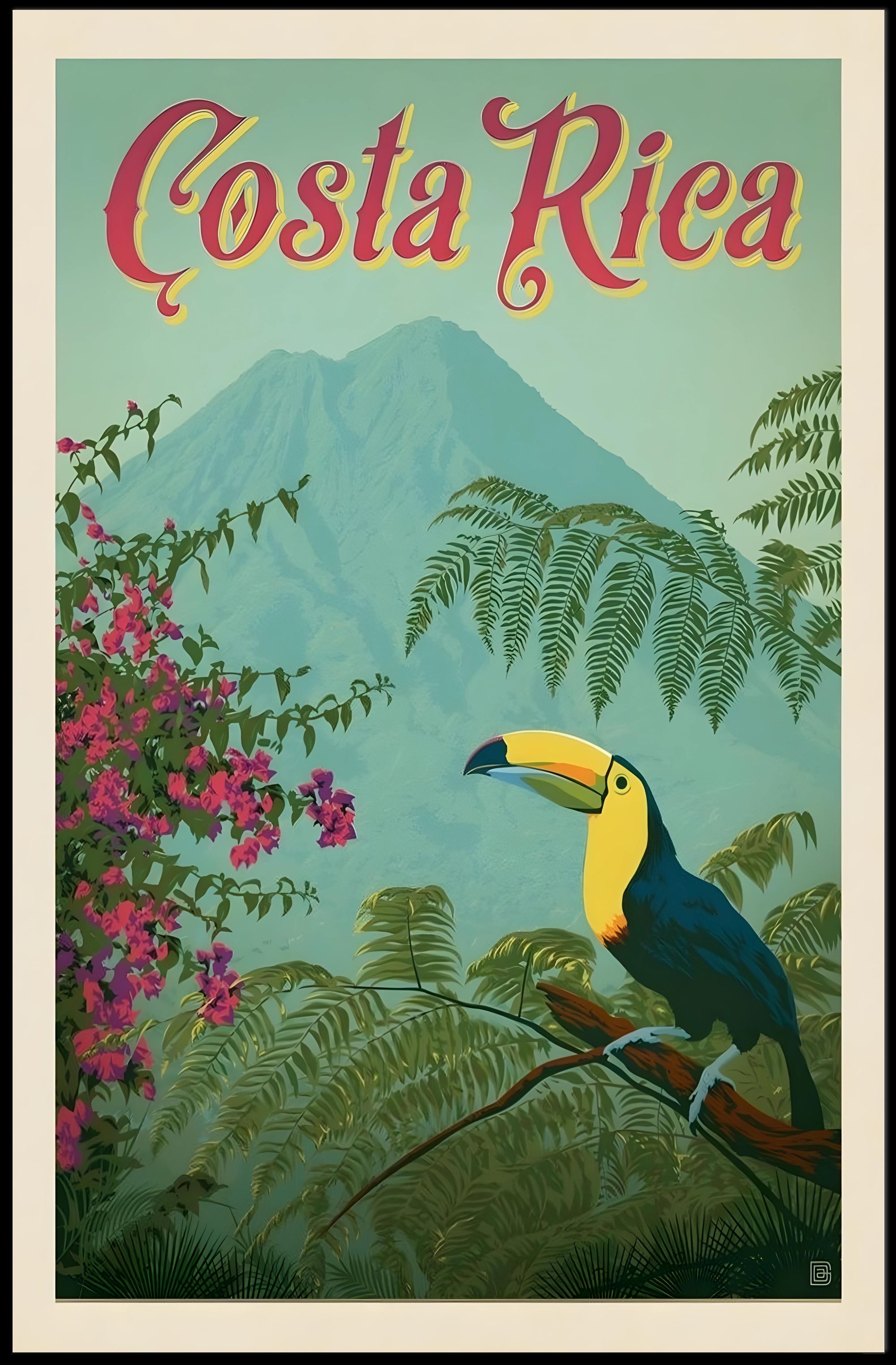 Costa Rica Toucan Vintage Travel Poster PosterGoat