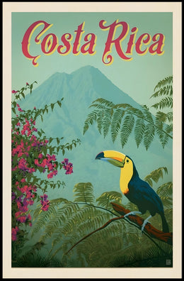 Costa Rica Toucan Vintage Travel Poster PosterGoat