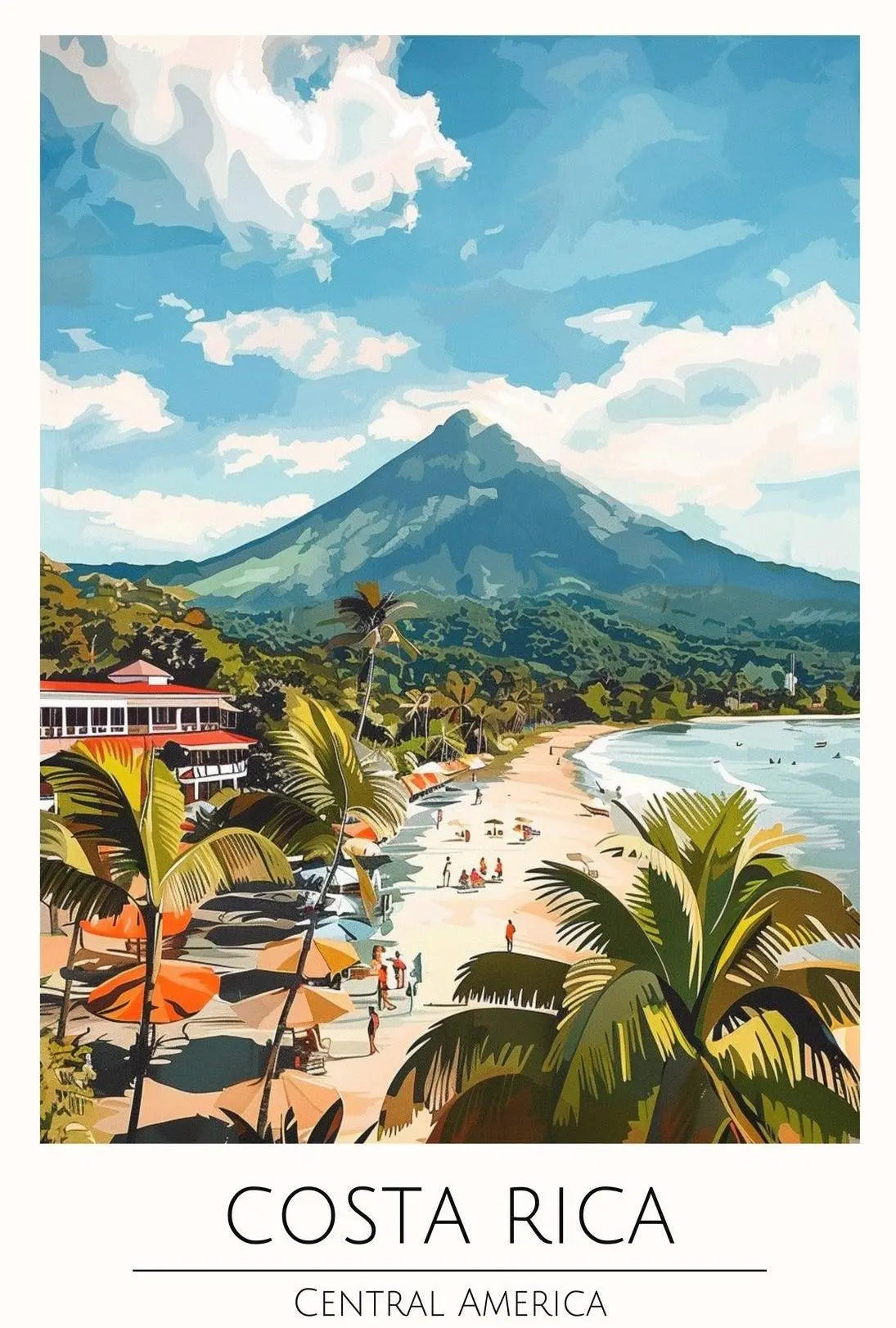 Costa Rica Tropical Beach Scenic View Travel Poster PosterGoat
