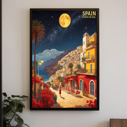 Costa del Sol Night Scene Travel Poster PosterGoat
