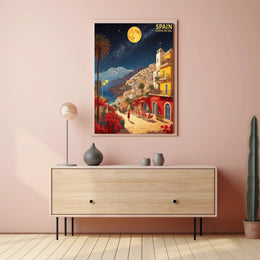 Costa del Sol Night Scene Travel Poster PosterGoat