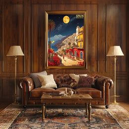 Costa del Sol Night Scene Travel Poster PosterGoat